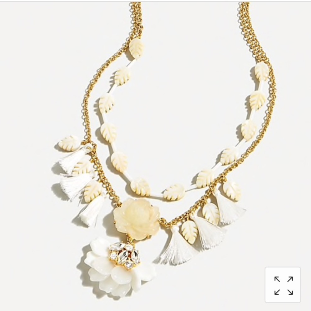 J Crew Jungle Flora Layered Tassel Necklace